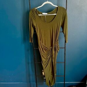 Side Twist Jersey Dress, Olive